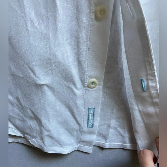 Tommy Bahama 100% Linen Relaxed Fit White short sleeve button  shirt Sz 1XB - Picture 5 of 13